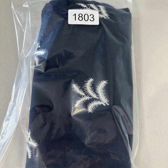 Elie Tahari Wide Leg Pants Size 6 Navy Blue Palm Embroidered Linen - Picture 11 of 11